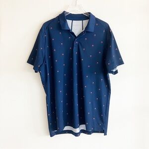 PLS READ Bonobos Golf XL Polo Shirt Rose Print Blue Slim Fit Blue Floral Pattern